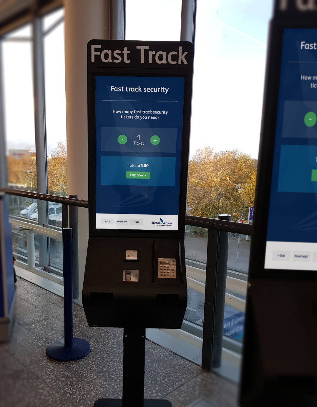 Bristol Airport Fast Track kiosk